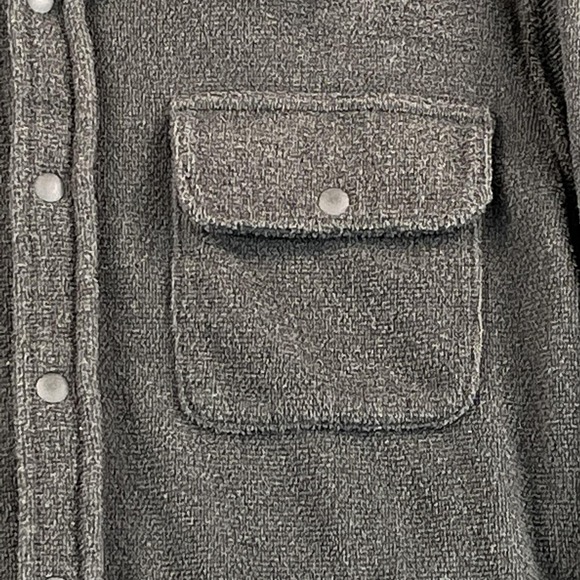 Outerknown Shirt Jacket Mens Small Gray Snap Front Terry Fleece Shacket Pocket - Picture 4 of 11